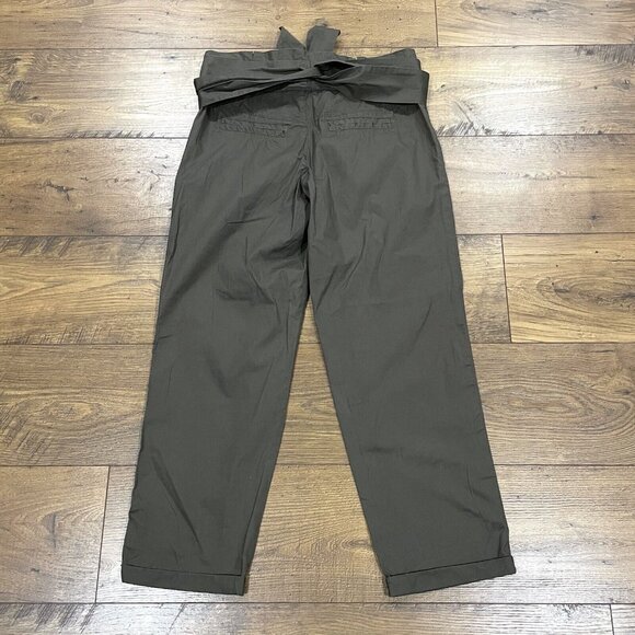 Anthropologie Cartonnier Pants Womens Green Pleated Belted Tie Waist Cuffed Crop - Picture 7 of 14